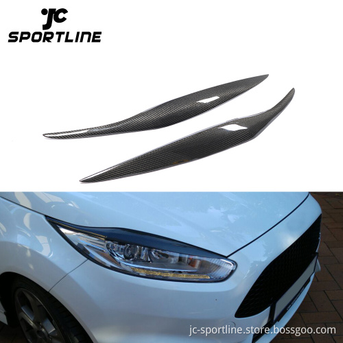 Carbon Fiber Headlight Eyelids Trims for Ford Fiesta 2013-2015